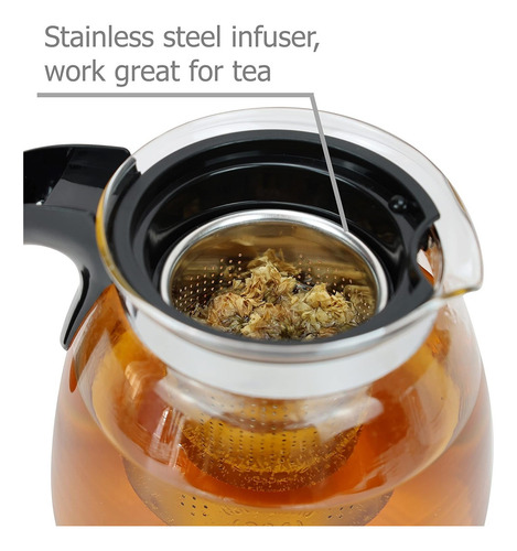 Hervidor de vidrio con infusor de acero inoxidable 700 ml
