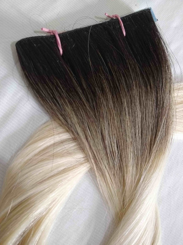 Imagem 1 de 3 de Cabelo Humano Loiro Mechado Brasileiro Fita Adesiva 50g 55cm