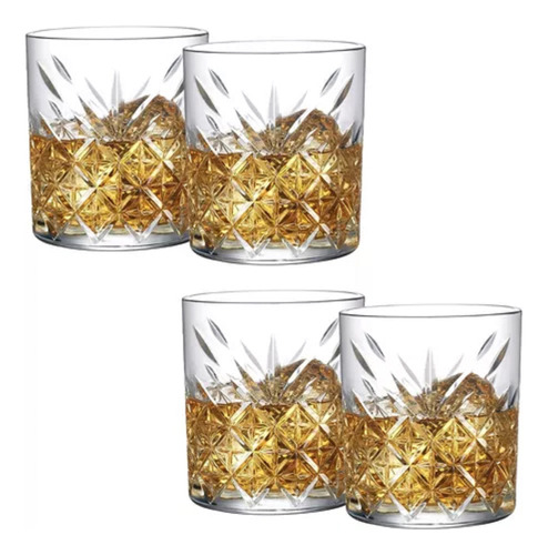 Set X4 Vasos De Vidrio Whisky Timeless Pasabahce 345ml