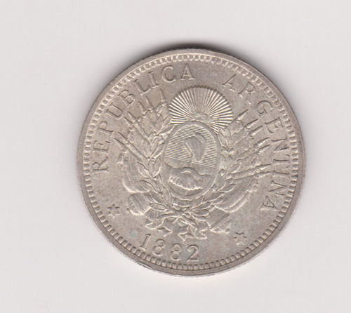 Moneda Argentina 50 Ctvs Año 1882 Plata Excelente 