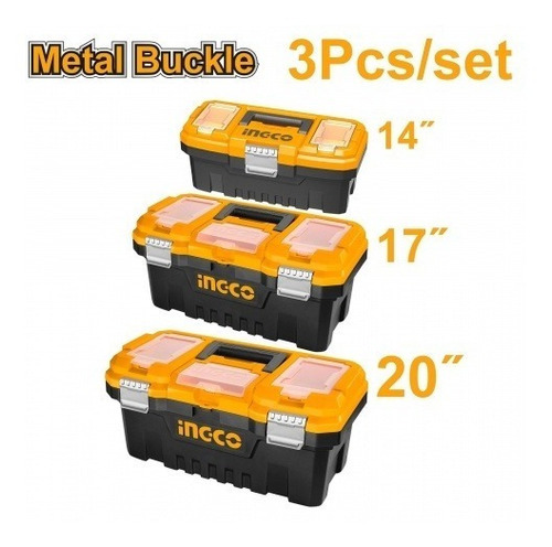 Kit 3 Cajas Herram 14 17 20 Broche Metal Pbxk0302 - Smf Color Anaranjado
