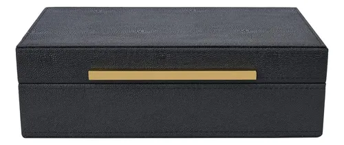Pequeña Caja De Piel De Tiburón Negra Caja Decorativa...