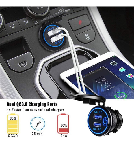 Cargador Usb Dual Kewig Quick Charge 3.0 Resistente Al Agua
