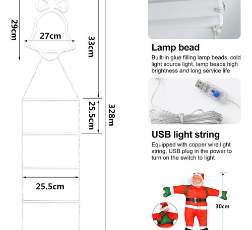 Luces Led De Decoración Navideña Para Escalera Con Papá Noel
