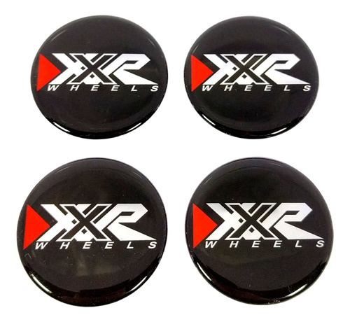 Kit Adesivos Emblemas Centro Roda Preto Xr Wheels Res60 Fgc 