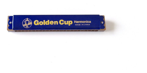 Harmonica - Golden Cup. Color Azul. 18 Cm.