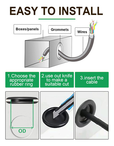 170 Juego De Juntas Para Cables Eléctricos Arandelas De Goma