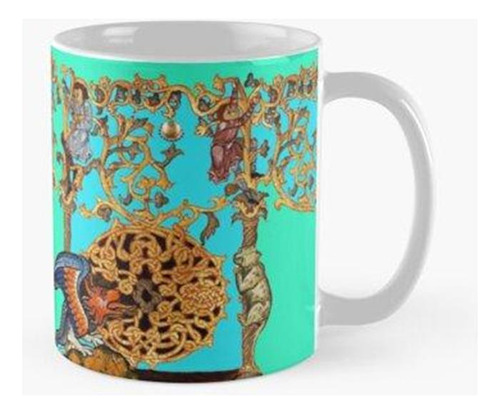 Taza Bestiario Medieval, Viene Dragón, Gato Salvaje, Figuras