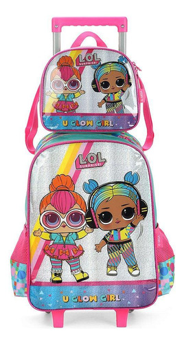 Mochila Escolar Infantil Rodinha + Lancheira Lol Surprise