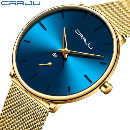 Reloj De Cuarzo Casual Analógico Crrju Mesh Belt Para Hombre