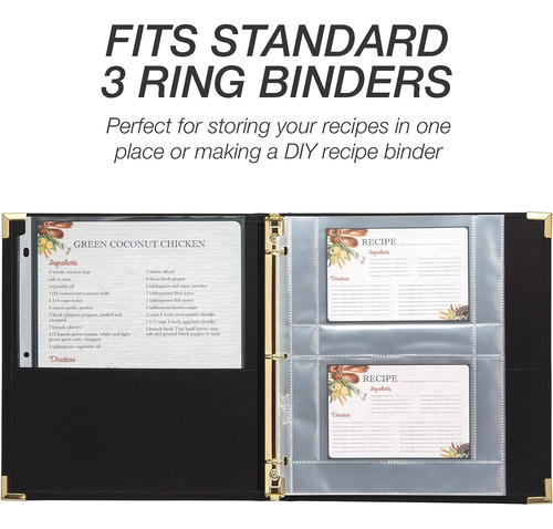 Protectores De Páginas Para Tarjetas De Recetas Para Carpeta