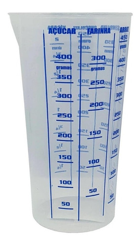 Vaso medidor graduado de plástico, capacidad 500 ml, color transparente