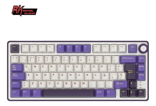 Teclado gamer Rk Royal Kludge QWERTY RK español España color blanco y violeta con luz RGB
