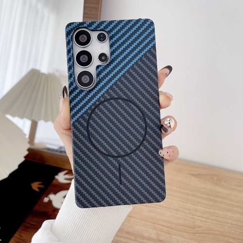 Funda Protectora Magsafe De Fibra De Carbono Sin Bordes Para Samsung Note 10plus 20ultra S22 S23 S24 S25 Plus Ultra
