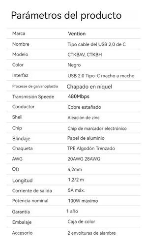 Cable Tipo C A Tipo C De 1.2m 5a De Carga Rápida Usb C