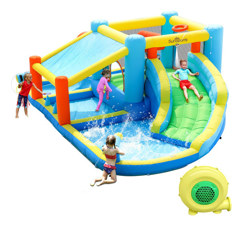 Sunsports Tobogan Acuatico Inflable, Casa De Rebote Para Pat