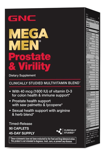 Mega Men Prostate Y Virility 90 Tabletas, Gnc