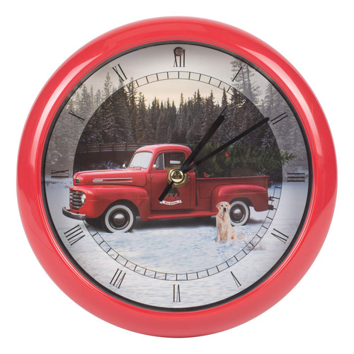 Red Ford Truck Christmas Carol Clock Juega 12 Villancicos