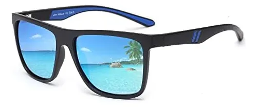 JIM HALO Gafas de sol polarizadas retro para hombre y mujer, gafas de  conducción cuadradas con parte superior plana