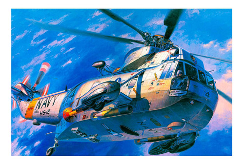 Vinilo 50x75cm Helicoptero Dibujo Ilustracion Cielo