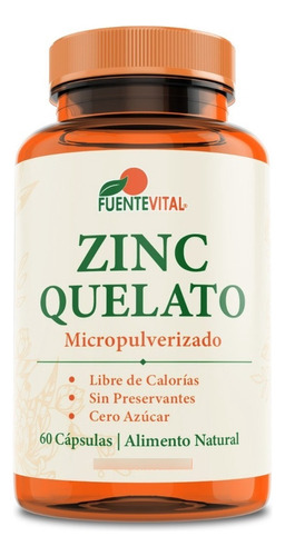Zinc Quelato Micropulverizado 60 Cápsulas - Fuente Vital