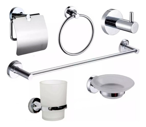 Set Kit Juego Accesorios  Baño 6 Piezas Zinc Linea Premium