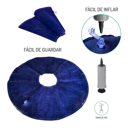 Imagen 3 de 6 de Cojin Picarón Antiescara Inflable Silla De Ruedas - Topmedic