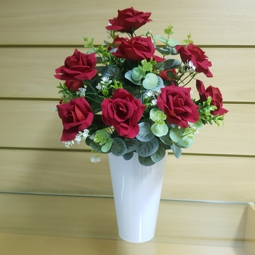 Rosas Vermelhas + Vaso Grande Arranjo Artificial Flores Flor | Parcelamento  sem juros