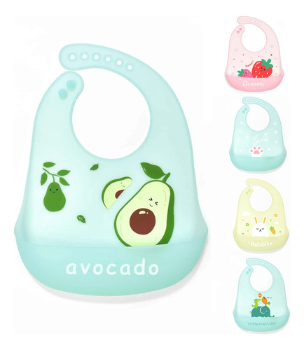 Imagen 1 de 5 de Babero De Silicona Ajustable Con Recoletor De Comida