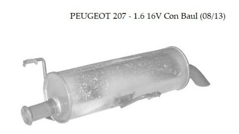 Caño De Escape Silenciador Peugeot 207  1.6 1.4 16v Con Baul