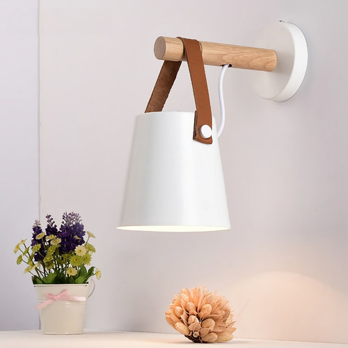 Imagen 2 de 5 de Lampara De Pared Moderna Estilo Nórdico. Detalle En Cuero