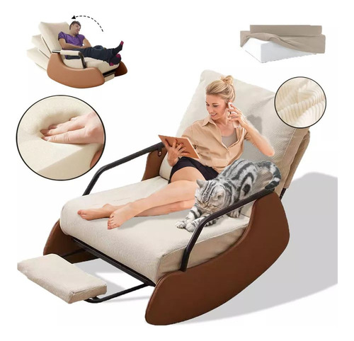 Sillón Reclinable Skyice Premium Beige Rayado Aa074 Beige Rayado