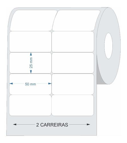 Imagem 2 de 3 de Etiqueta Couche Adesiva 50x25 (mm) 2 Colunas Branca