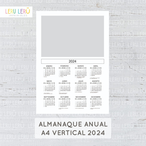 Kit Imprimible Calendario Anual Vertical Plantilla Editable