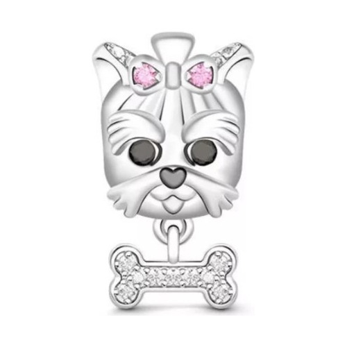 Charm Plata S925 Perro Con Hueso Para Pulsera