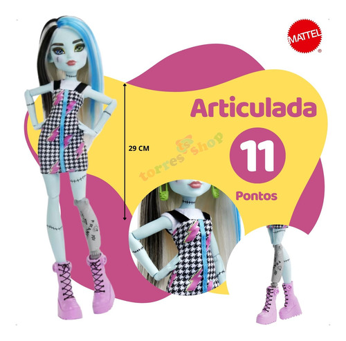 Monster High Frankie Stein Articulada 11 Pontos Mattel Hky76