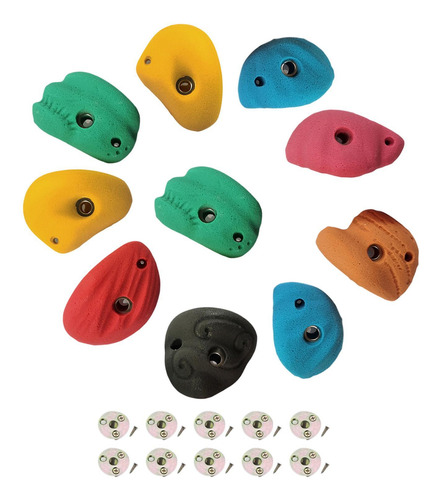 Kit De 10 Presas Para Escalada Con Tornillo De Clavo Trasero