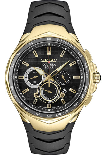 Seiko Coutura Sgp Solar Chrono Para Hombre, Negro -, Cronó.