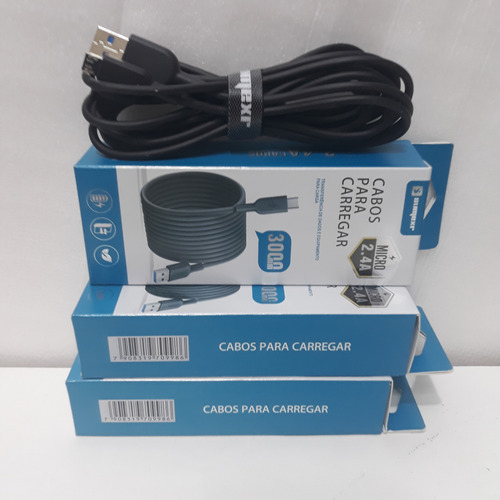 Cabo Micro Usb V8 - 3 Metros Para Controle Ps4 E Android