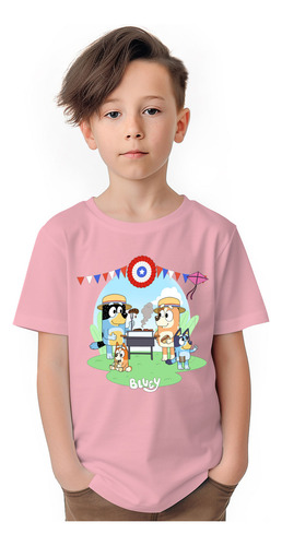 Polera Niños Bluey Familia Asado Fiestas Patrias Algodo Wiwi