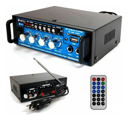 Amplificador Bluetooth V/v Usb Fm Sd Card Karaoke
