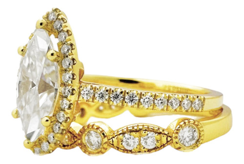 Anillo De Compromiso Diamante Moissanita Corte Marquise Oro