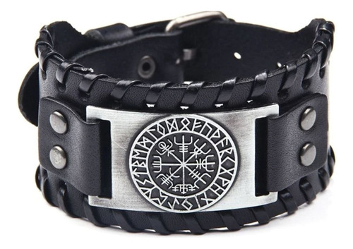 Esclava Pulsera Brazalete Vikingo Cuero Nórdico Hombre