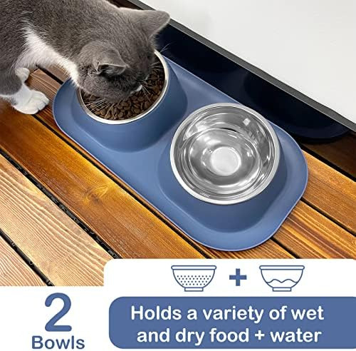 Ptlom Juego Básico De Tazones De Comida Y Agua Para Perros Y