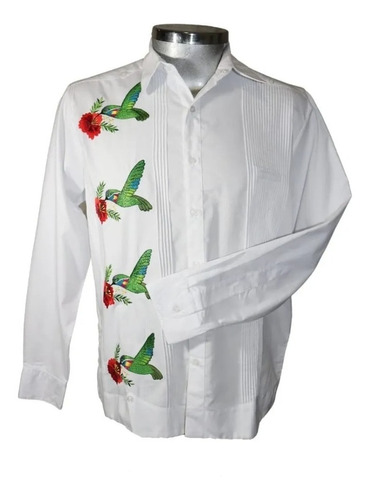 Guayabera, Artesanal  Bordada De Colibrís, Envío Gratis 