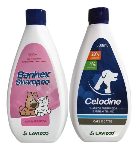 Kit Cetodine 500ml + Shampoo Pet Hipoalergenico Cães E Gatos Fragrância Melancia