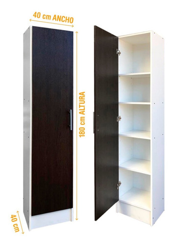 Imagen 3 de 9 de Despensero Cocina 1 Puerta 1.80m X 0,40m Organizador Blanco