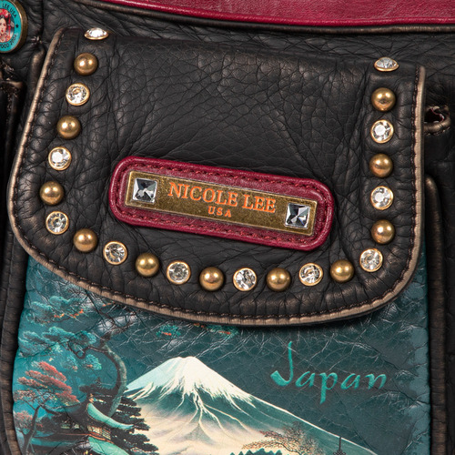 Bolsa Satchel Nicole Lee Vinipiel Estampada Akiko Fw24 Acabado de los herrajes Níquel Color Akiko La Belleza