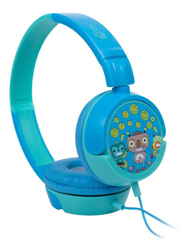 Imagem 8 de 9 de Kit Fone De Ouvido Infantil Unicórnio Rosa + Robôs Azul Oex