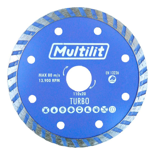 Disco De Corte Diamantado Multilit Turbo Multilit 100x20mm